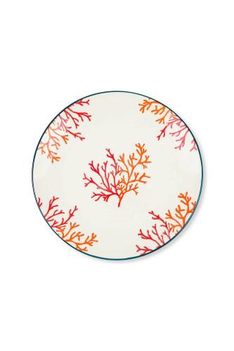 Coincasa κεραμικό πιάτο φαγητού με coral μοτίβο 28 cm - 007358668 Λευκό
